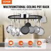 VEVOR Hanging Pot Rack, 32 inch Hanging Pot Rack Ceiling Mount, Ceiling Pot Rack with 12 S Hooks, 80 lbs Loading Weight, Ideal for Home, Restaurant